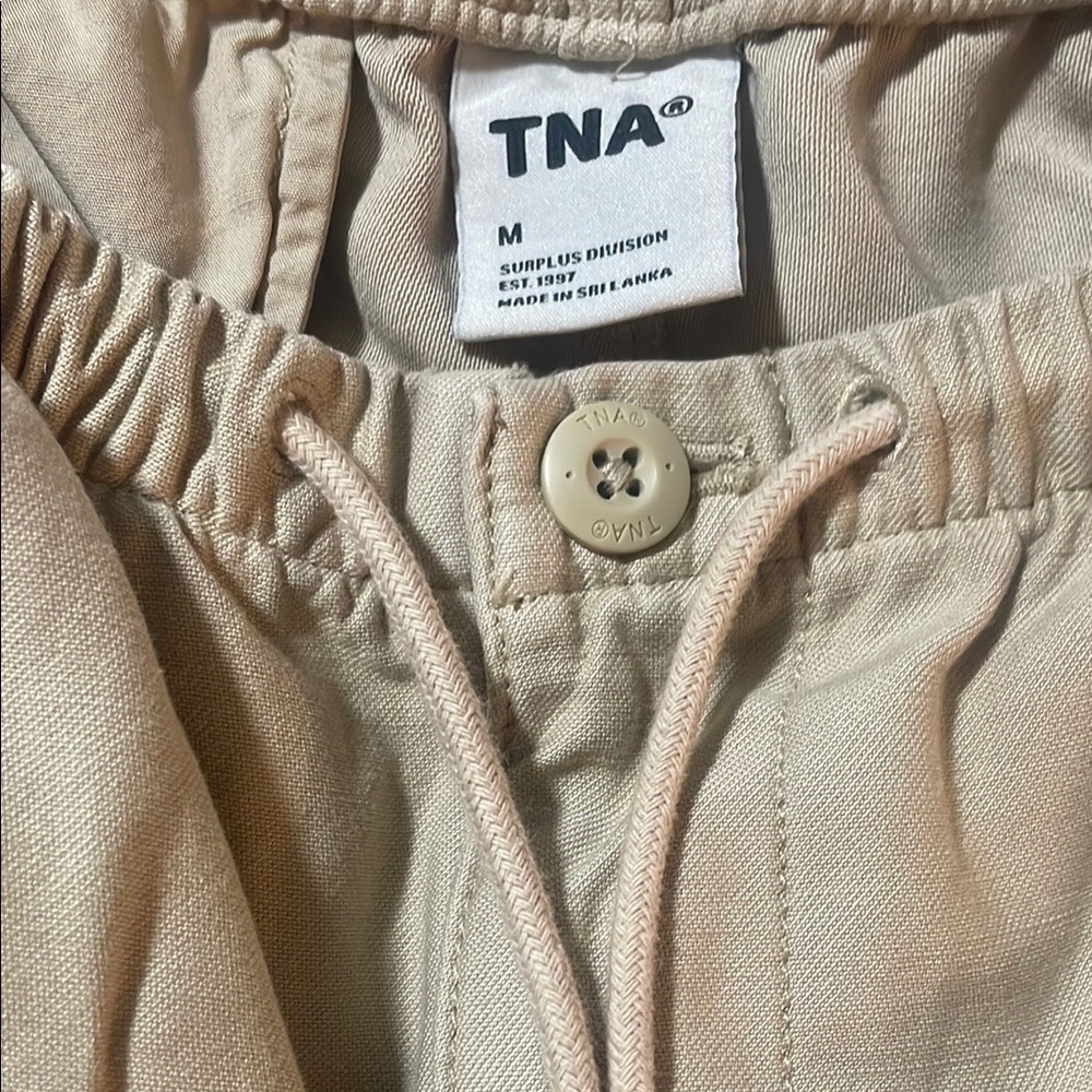 TNA Surplus Division Cargo Pants Khaki Tan‎ Drawstring Waist Wide Leg Size M - Picture 2 of 9
